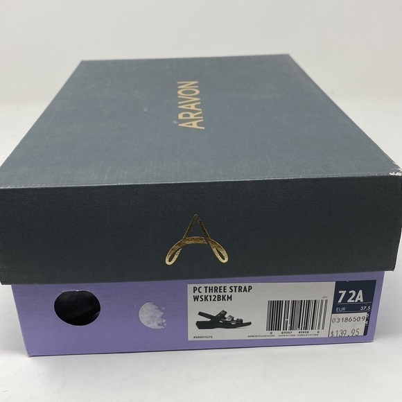 Aravon PC Three Strap Black Sandals NARROW - Picture 7 of 8